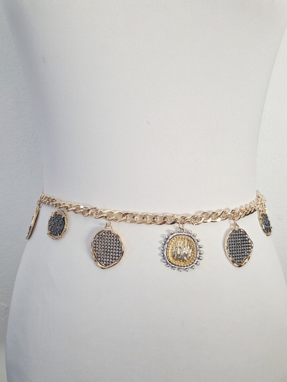 Gold Chain Belt With Coin Decor - Picture 2 of 7